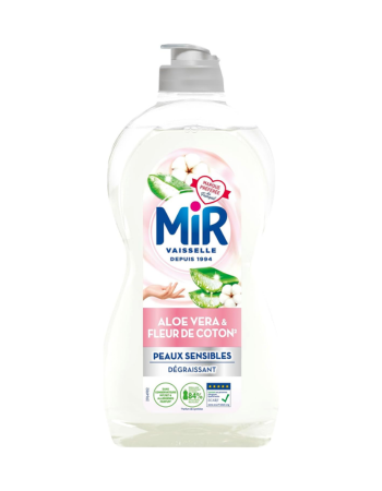 MIR VAISSELLE CONCENTRÉ – PEAUX SENSIBLES – ALOE VERA & FLEURS DE COTON – 450 ML