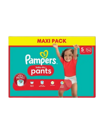 PAMPERS BABY-DRY PANTS – MAXI PACK – TAILLE 5 (12–17 KG) – 82 COUCHES