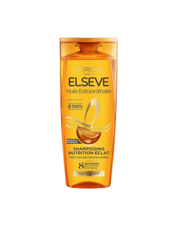 ELSEVE SHAMPOING NUTRITION ÉCLAT – HUILES RARES MARULA & CAMÉLIA – CHEVEUX SECS – 300 ML
