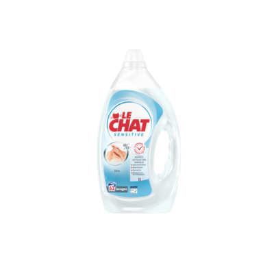LE CHAT LESSIVE LIQUIDE SENSITIVE 0% LE BIDON DE 63 LAVAGES 2.835L