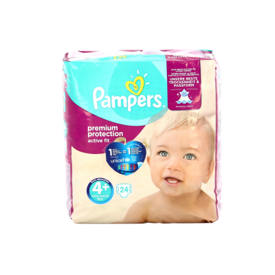 PAMPERS Active Fit Premium Protection – Taille 4+ (10-15 kg) – Pack de 24 Couches