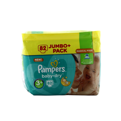 PAMPERS Baby-Dry – Taille 3+ (6-11 kg) – Pack de 82 Couches