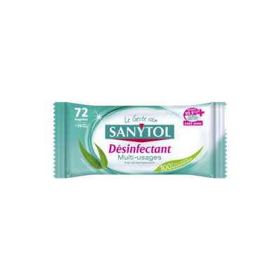 SANYTOL Lingettes Désinfectantes Multi-Usages – x72