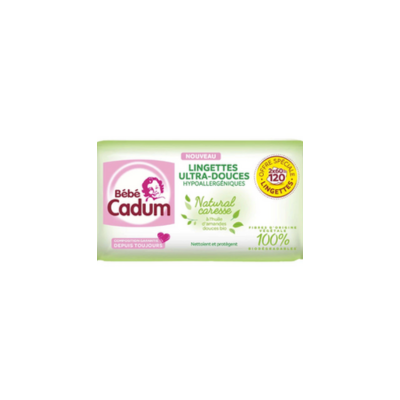 CADUM Lingettes Bébé Natural Caresse par 60 LING.