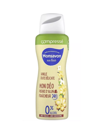 MONSAVON DÉODORANT SPRAY COMPRESSÉ – VANILLE TOUTE DÉLICATE – 24H – 100 ML