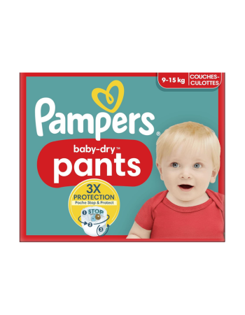 PAMPERS BABY-DRY PANTS – COUCHES-CULOTTES – TAILLE 4 (9–15 KG) – 27 COUCHES