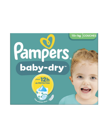 PAMPERS BABY-DRY – GIGA PACK – TAILLE 7 (15+ KG) – 90 COUCHES