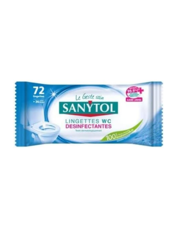 SANYTOL – Lingettes Désinfectantes WC – x72