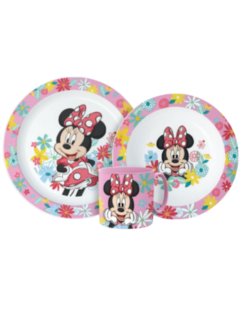 Disney Minnie – Ensemble vaisselle enfant micro-ondable en plastique recyclé (3 pièces)