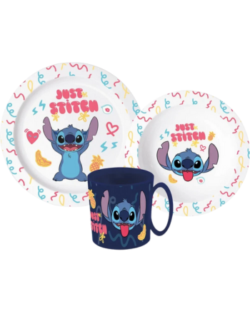 Disney Lilo et Stitch – Ensemble vaisselle enfant micro-ondable en plastique recyclé 3 pièces