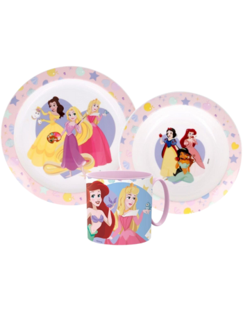Disney Princesses – Ensemble vaisselle enfant micro-ondable en plastique recyclé 3 pièces