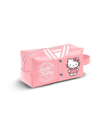 Hello Kitty – Trousse de voyage rose style campus sous licence officielle