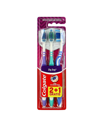 COLGATE BROSSES À DENTS ZIGZAG – PACK DE 3 – MEDIUM