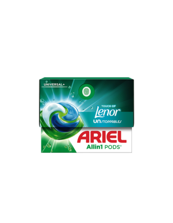 ARIEL PODS TOUT EN 1 UNIVERSAL + TOUCH DE LENOR UNSTOPPABLES – 22 LAVAGES