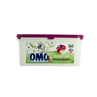 OMO Capsules 3en1 Jasmin & Fleur de Coton – 27 Doses