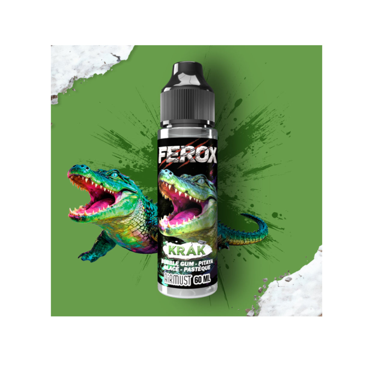 Krak Ferox Airmust 60ml – E-liquide bubble gum pitaya pastèque – 00mg