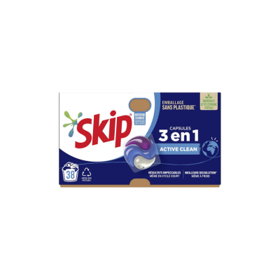 SKIP LESSIVE CAPSULES 3-EN-1 ACTIVE CLEAN – 38 CAPSULES